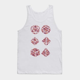 Purple Sunset Gradient Rose Vintage Pattern Silhouette Polyhedral Dice - Dungeons and Dragons Design Tank Top